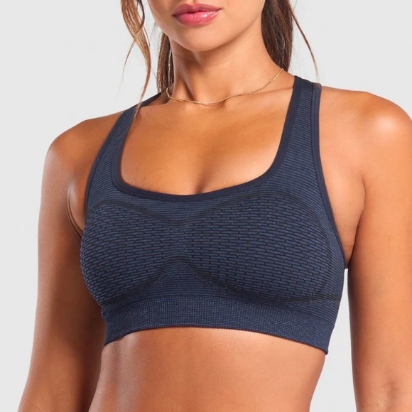NEW Gymshark 2-piece set sport seamless legging and sports bra in blue. XS/Small - Picture 5 of 9